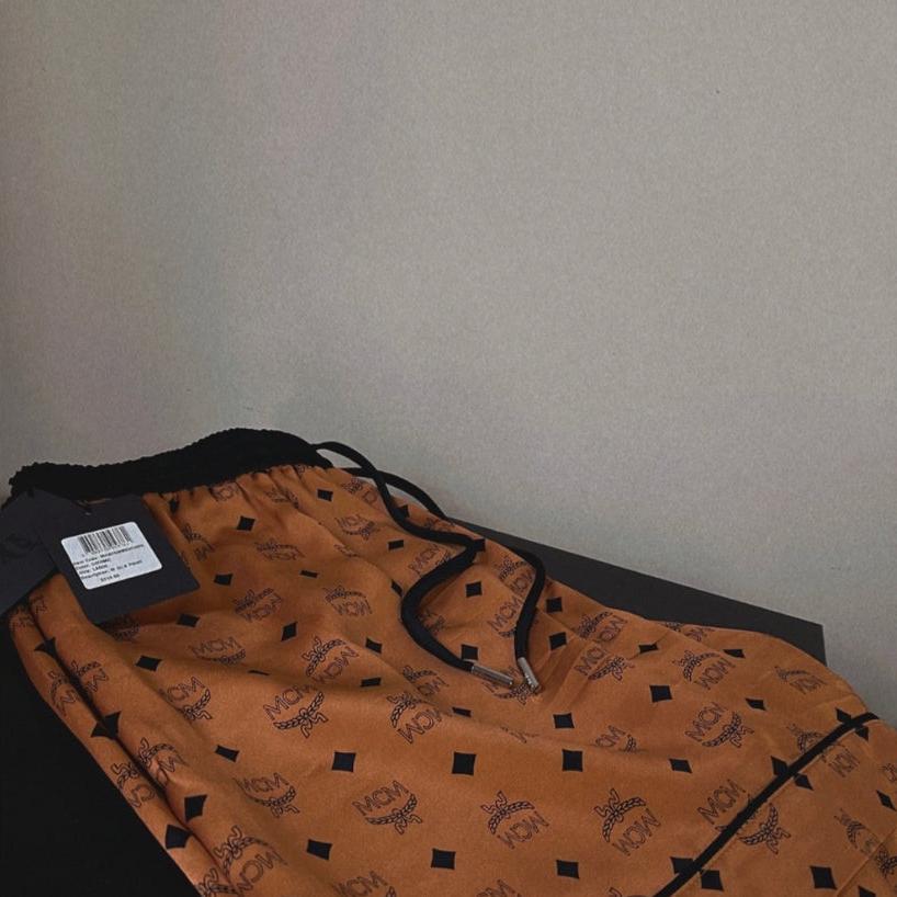 MCM Cognac Silk Sleep Shorts